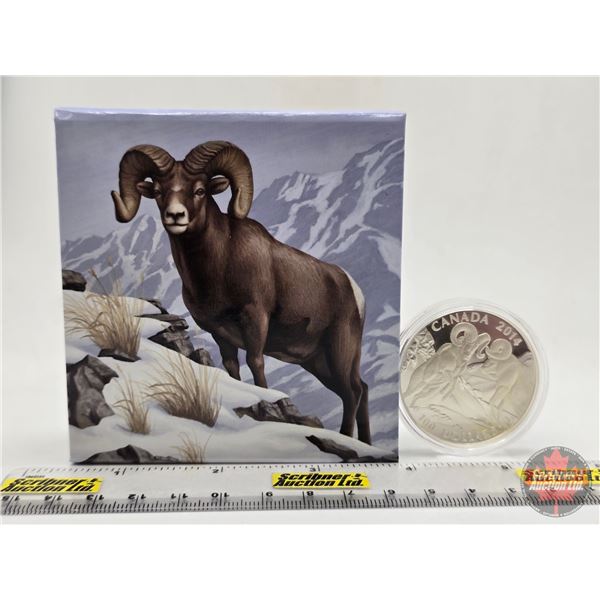 RCM Canada 2014 $100 Fine Silver : Clashing Titans of the Wind-Swept Crag : The Rocky Mountain Bigho