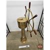 Image 10 : John Hastie & Co. Brass & Wood Ship Wheel with Stand (44"H x Wheel 30" Dia x 12"D approx)