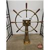 Image 11 : John Hastie & Co. Brass & Wood Ship Wheel with Stand (44"H x Wheel 30" Dia x 12"D approx)
