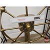 Image 12 : John Hastie & Co. Brass & Wood Ship Wheel with Stand (44"H x Wheel 30" Dia x 12"D approx)