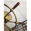Image 15 : John Hastie & Co. Brass & Wood Ship Wheel with Stand (44"H x Wheel 30" Dia x 12"D approx)