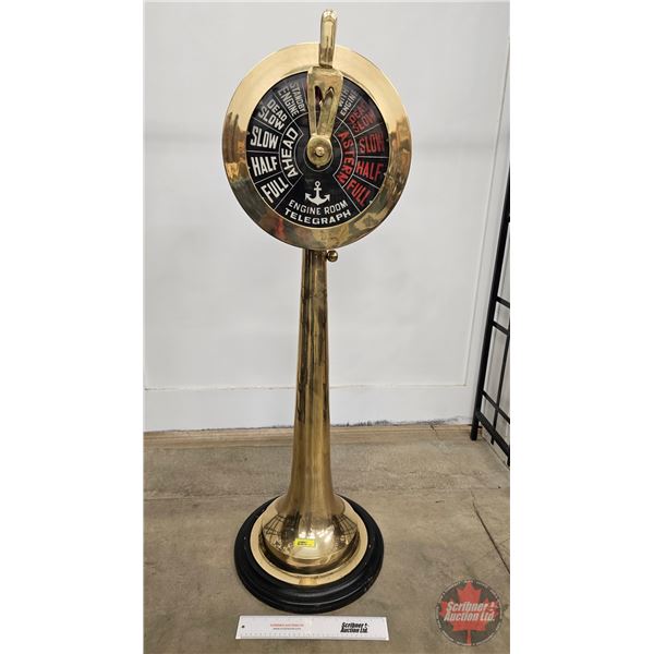 Ships Engine Room Telegraph (Brass) (45 H x 13 Dia x 12 D)