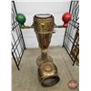 Image 15 : Ships Binnacle : Brass : Red & Green Cast Iron Kelvin’s Balls  (52"H x 37"W x 19"D) (Very H