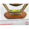 Image 10 : Brass Ships Gimbal Nautical Compass on Wood Base (6"H x 9-1/2"W x 5"D)