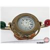 Image 2 : Brass Ships Gimbal Nautical Compass on Wood Base (6"H x 9-1/2"W x 5"D)