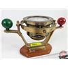 Image 3 : Brass Ships Gimbal Nautical Compass on Wood Base (6"H x 9-1/2"W x 5"D)