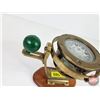 Image 5 : Brass Ships Gimbal Nautical Compass on Wood Base (6"H x 9-1/2"W x 5"D)