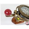 Image 8 : Brass Ships Gimbal Nautical Compass on Wood Base (6"H x 9-1/2"W x 5"D)