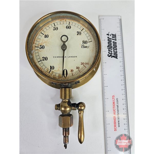 Brass Pressure Gauge : DEWRANCE LONDON (6 Dia)