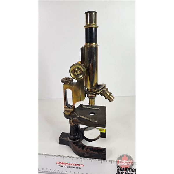 Bausch & Lomb Brass Microscope with Cast Iron Base (14 H)