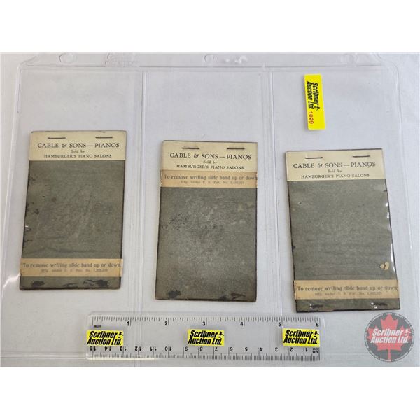Antique Magic Slates (3) : Promotional for "CABLE & SONS - PIANOS" c.1920's