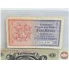 Image 5 : Europe Wartime Currency (2) : Both with Third Reich Stamp - Bohemia and Moravia 1 Koruna 1940 - Germ