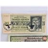 Image 2 : Europe Wartime Currency (2) : - Bohemia and Moravia 20 Korun 1944 (Third Reich Stamp) - Germany 1000