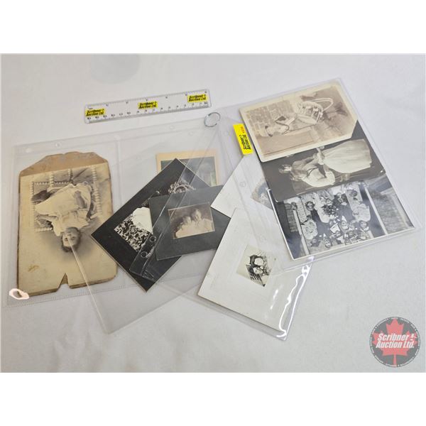 Antique Vintage Photographs / Postcards (8) + Small Water Color (1)