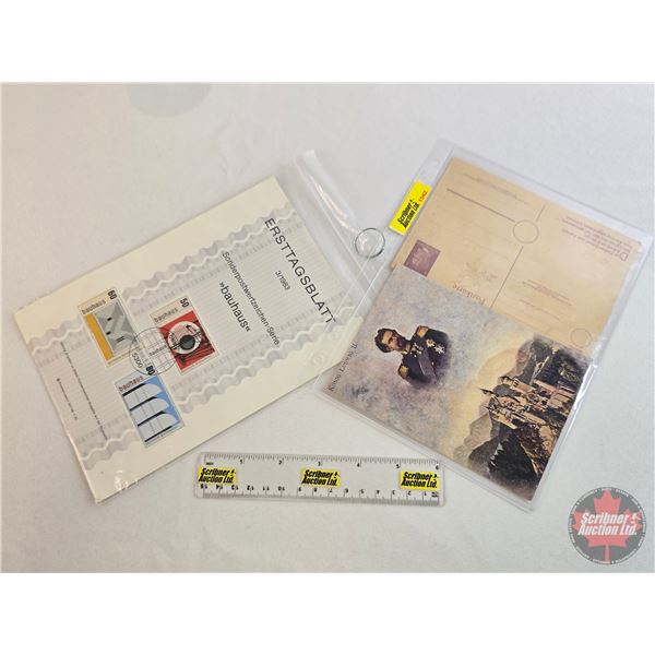 Collector Combo (3) : - German Third Reich Postcard - Konig Ludwig II Postcard - German First Day Sh
