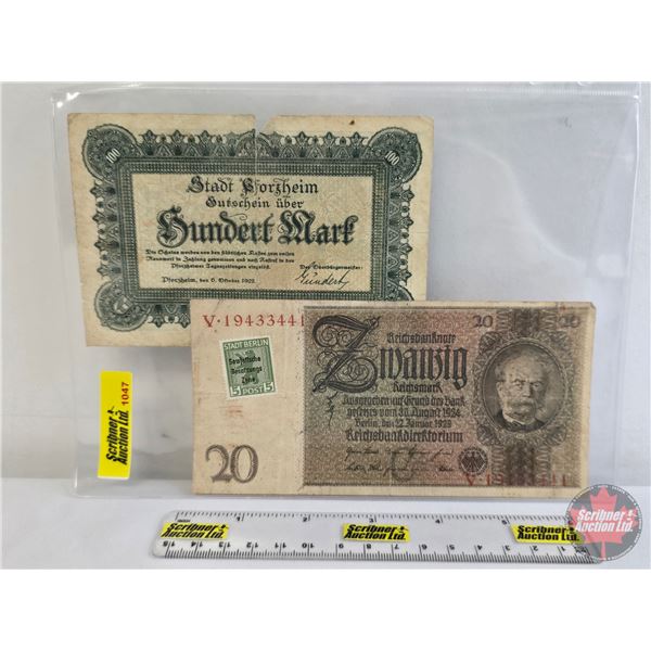 Foreign Currency Collector Combo (2): - Weimar Republic 500 Marks 1922 - Weimar Republic 20 Marks 19