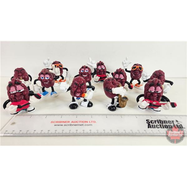 (12) Vintage "The California Raisins" Figures c.1980s (Rubber) (2-1/2"H)