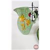 Image 2 : Collector Combo ~ Vintage : Green Glass Collection (10 pcs) : Pitcher; Bottles; Egg Plate; Saucers; 