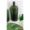 Image 6 : Collector Combo ~ Vintage : Green Glass Collection (10 pcs) : Pitcher; Bottles; Egg Plate; Saucers; 