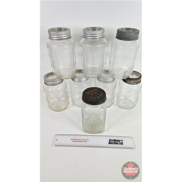 NABOB Glass Jars (8) (Each Measure 7-1/4"H)