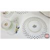 Image 13 : Collector Combo : Ceramic Basin; Pitcher; Tea Cups & Saucers; Cut Glass Trinket Box (Basin 16"Dia)