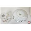 Image 14 : Collector Combo : Ceramic Basin; Pitcher; Tea Cups & Saucers; Cut Glass Trinket Box (Basin 16"Dia)