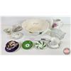 Image 1 : Collector Combo : Ceramic Basin; Pitcher; Tea Cups & Saucers; Cut Glass Trinket Box (Basin 16"Dia)