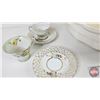 Image 2 : Collector Combo : Ceramic Basin; Pitcher; Tea Cups & Saucers; Cut Glass Trinket Box (Basin 16"Dia)