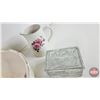 Image 5 : Collector Combo : Ceramic Basin; Pitcher; Tea Cups & Saucers; Cut Glass Trinket Box (Basin 16"Dia)