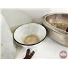 Image 4 : Collector Combo : Enamelware; Thermos; Light Sockets; Lead Ball Mould; Roaster Pan; etc