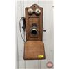 Image 1 : Antique Wood Box Wall Phone : Western Electric (Bells Working) (25-1/2"H x 10"W x 9-1/2"D)