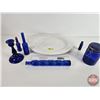 Image 5 : Collector Combo ~ Cobalt Blue Glass & Harvest Grape Platter (Platter Measures: 18"W)