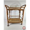 Image 6 : Retro Wheeled Ratan Bar Cart (33"H x 29"W x 16"D)