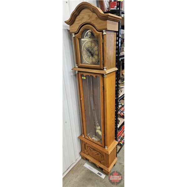 Daniel Dakota Grandfather Clock (Batt Op) (Note: Wood Case Loose / Needs TLC) (Total Measures: 71-1/
