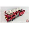 Image 2 : FUNRISE : Toy Plastic Ladder Firetruck (1992) (Not Tested : No Batteries) (6"H x 4-1/2"W x 14"L)