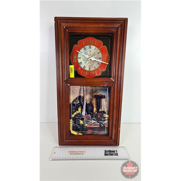FIRE DEPT Decorative Wall Clock (Batt Op) : A Timeless Tradition of Bravery Heirloom Porcelain  (20-