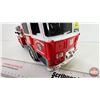 Image 2 : FUNRISE : Toy Plastic Ladder Firetruck (1992) (Sound Effects & Lights Working)  (6"H x 4-1/2"W x 14"