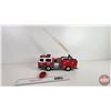 Image 8 : FUNRISE : Toy Plastic Ladder Firetruck (1992) (Sound Effects & Lights Working)  (6"H x 4-1/2"W x 14"