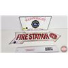 Image 1 : Collector Combo (2): - Wainwright Fire Rescue Lic Plate - Single Side Tin FIRE STATION Arrow (20"L)