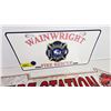 Image 2 : Collector Combo (2): - Wainwright Fire Rescue Lic Plate - Single Side Tin FIRE STATION Arrow (20"L)