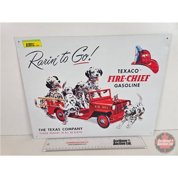 Single Side Tin Sign - Modern : Rarin' to Go! : TEXACO FIRE CHIEF GASOLINE (12-1/2" x 16")