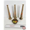 Image 1 : Brass Firehose Nozzles (3) & Valve Cap (Each Nozzle Measures: 10-1/4"H)
