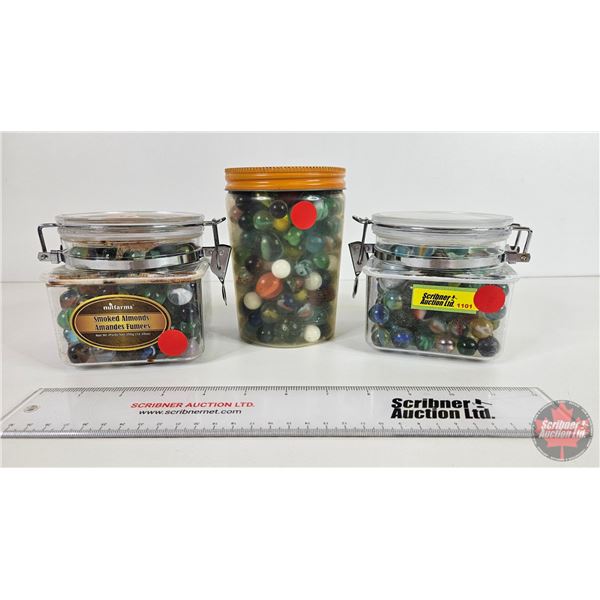 Marble Collection (3 Jars Full) (Variety) (Tallest Jar : 5-1/2"H)