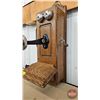 Image 2 : Antique Wood Box Telephone : KELLOGG Chicago USA (Ringer Working) (25-1/2"H x 12"W x 11"D)