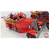 Image 2 : Ornamental Tin Décor Firetrucks (3): (All Measure: 12"L)