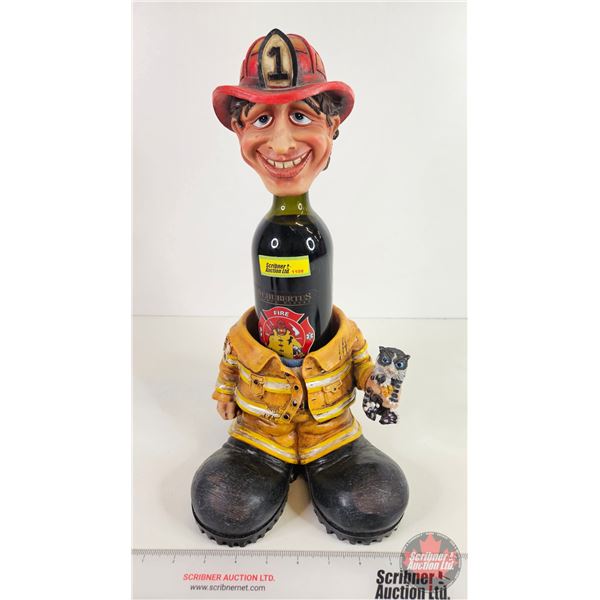 Firefighter Wine Bottle Holder with Bottle of Fireman's Red Wine (2011)