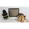 Image 5 : Fireman's Collector Combo (3):  - Framed Fire Hall Picture (13-1/2'H x 16-1/2"W) - Plush Toys (2)