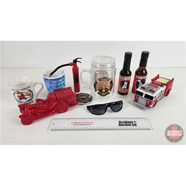 Fireman's Collector Combo : Incl. Avon Cologne; Cups; Hot Sauce (Unopened); Buckle; Novelty Lighter;
