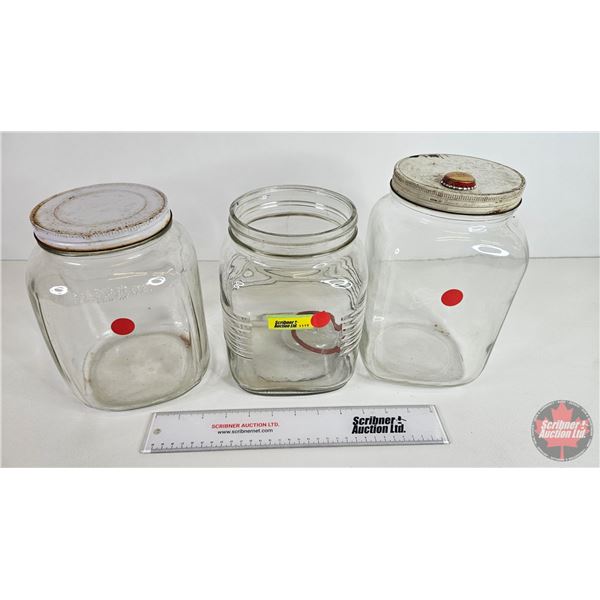 Clear Glass Jars - Vintage (3) (Tallest Measures: 8-3/4"H)