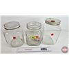 Image 1 : Clear Glass Jars - Vintage (3) (Tallest Measures: 8-3/4"H)